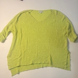 She + Sky V-Neck Sweater in Vibrant Lime